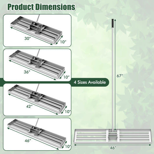 Lawn Leveling Rake 46 x 10 Inch Heavy Duty Lawn Level Tool for Soil-Black-6