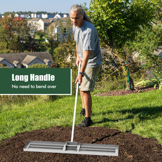 Lawn Leveling Rake 46 x 10 Inch Heavy Duty Lawn Level Tool for Soil-Black-7