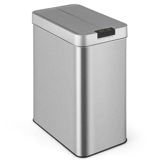 13.2 Gal Slim Kitchen Trash Can with Wing Lids and Stainless Steel Frame-4