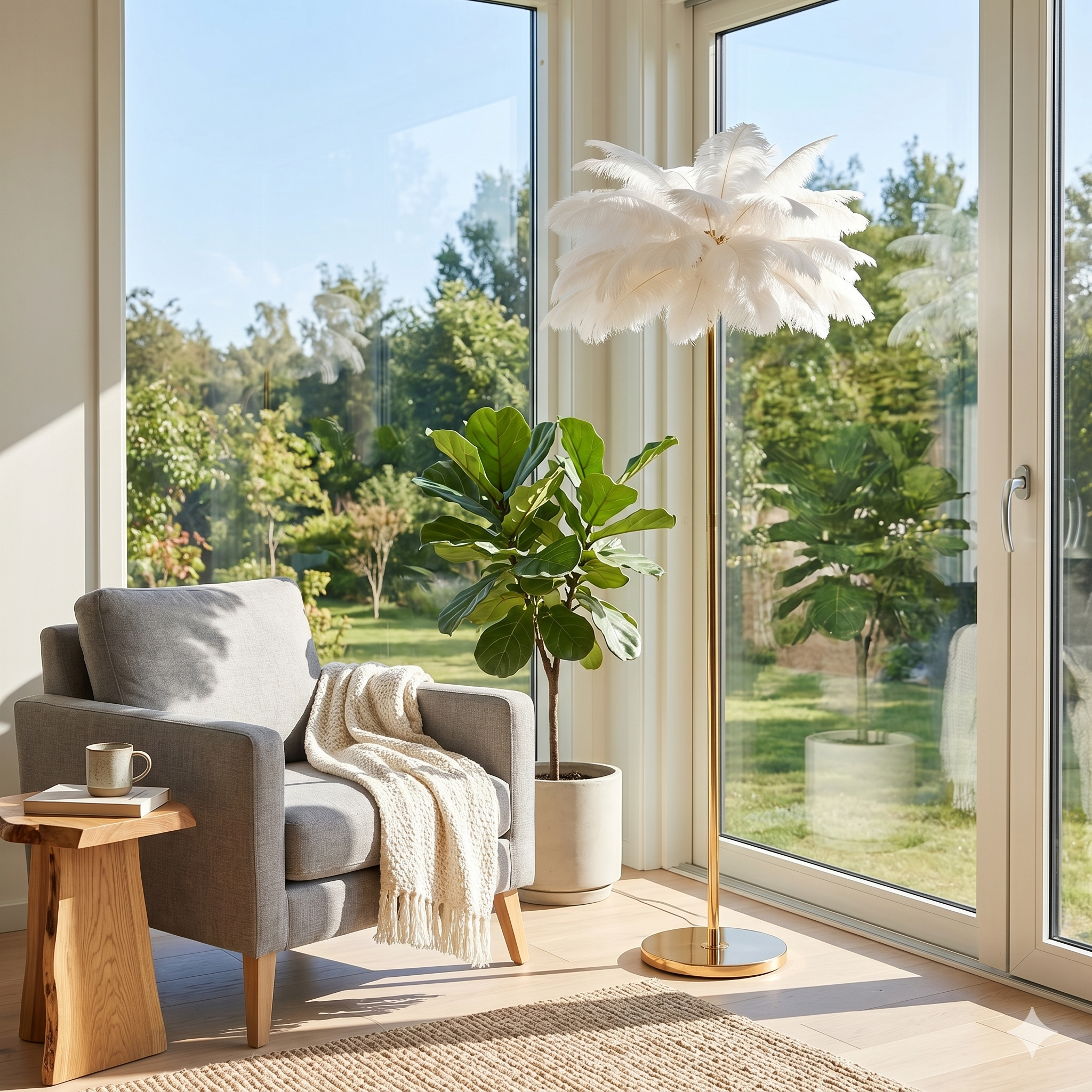 Luxury Ostrich Feather Floor Lamp, 160cm Tall Modern Standing Light with 58+ Extra-Full 45cm Lengthened Feathers-1