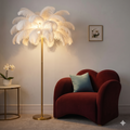 Luxury Ostrich Feather Floor Lamp, 160cm Tall Modern Standing Light with 58+ Extra-Full 45cm Lengthened Feathers-0