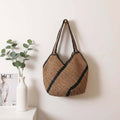 Geometric straw beach bag Shoulder Straw Bag Large Capacity Straw Bag-1
