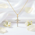 Gold Alloy Cross Necklace with Eight-Character Pendant – Unisex Jewelry-5