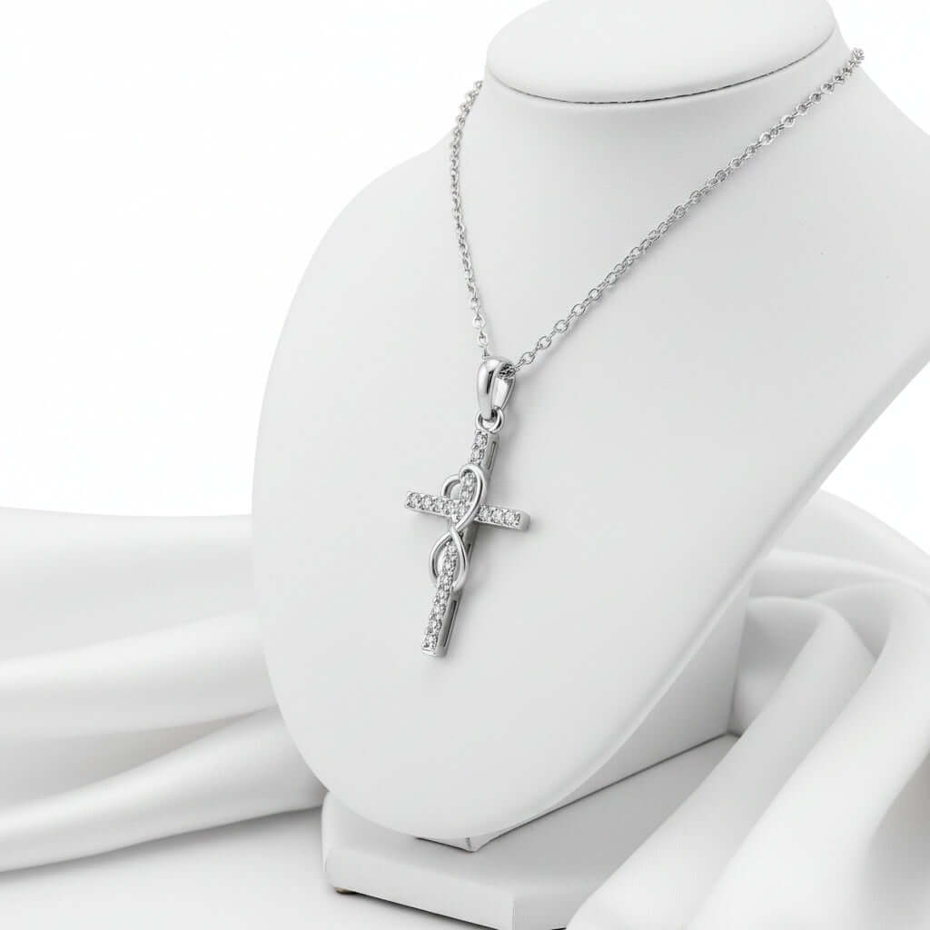 Gold Alloy Cross Necklace with Eight-Character Pendant – Unisex Jewelry-6