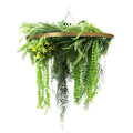 Artificial Hanging Plant Chandelier – Draping Fern Circular Ring (33in long) Gold Frame – UV Resistant-0