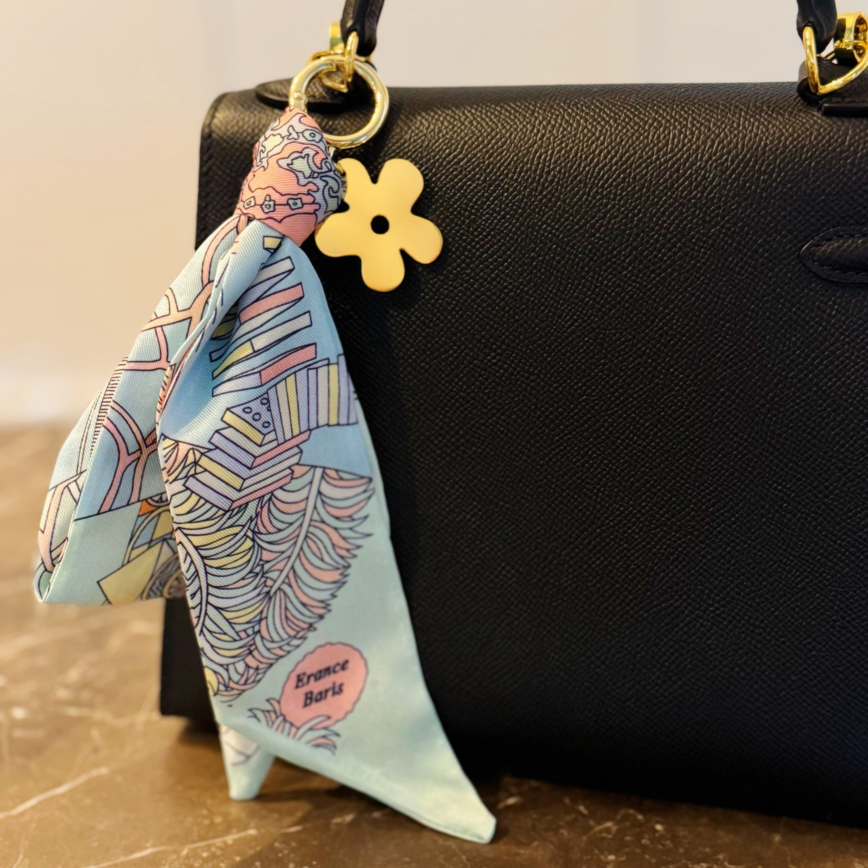 Golden Charm Luxe Print Scarf Bag Charm-2