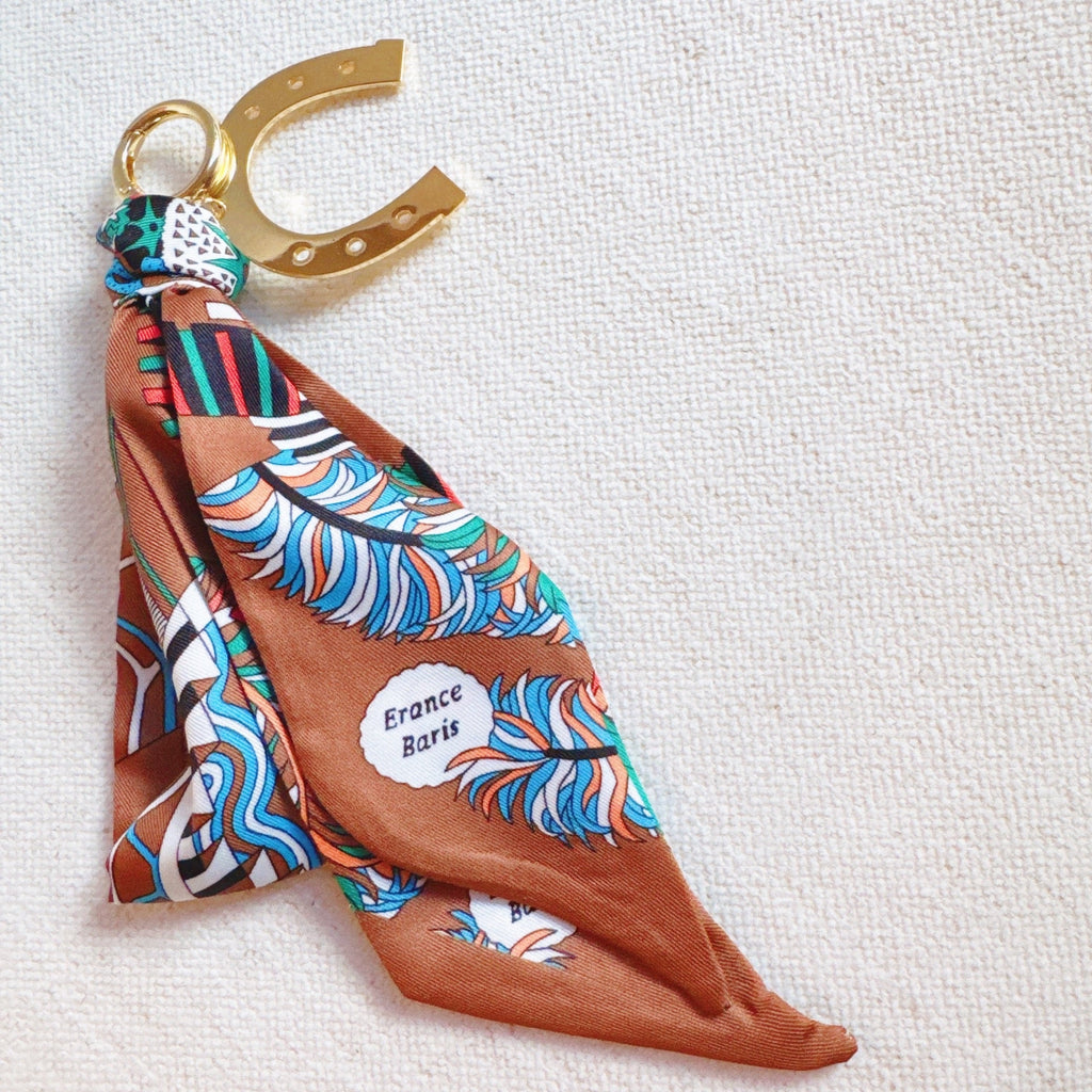 Golden Charm Luxe Print Scarf Bag Charm-3