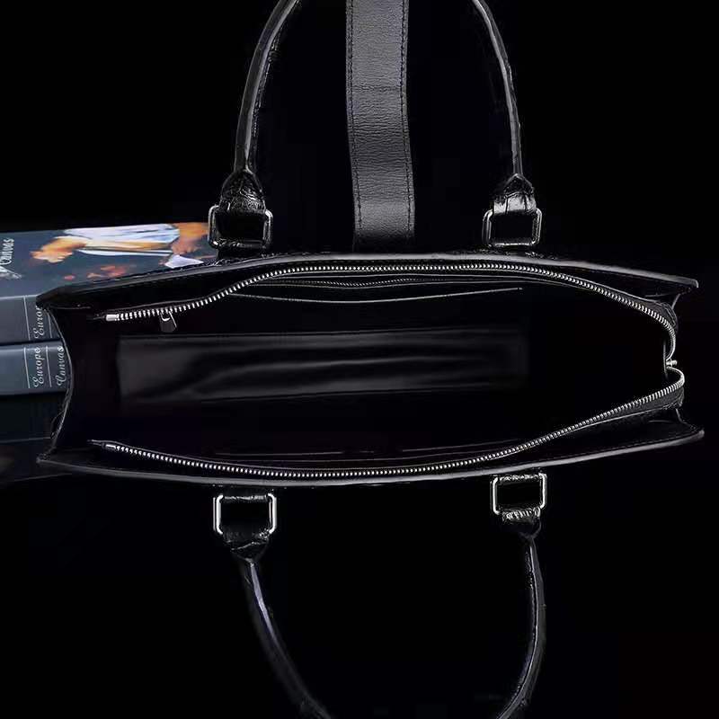 DON JOHN Laptop Bag Genuine Crocodile Leather Handbags Black Messenger Men's-4