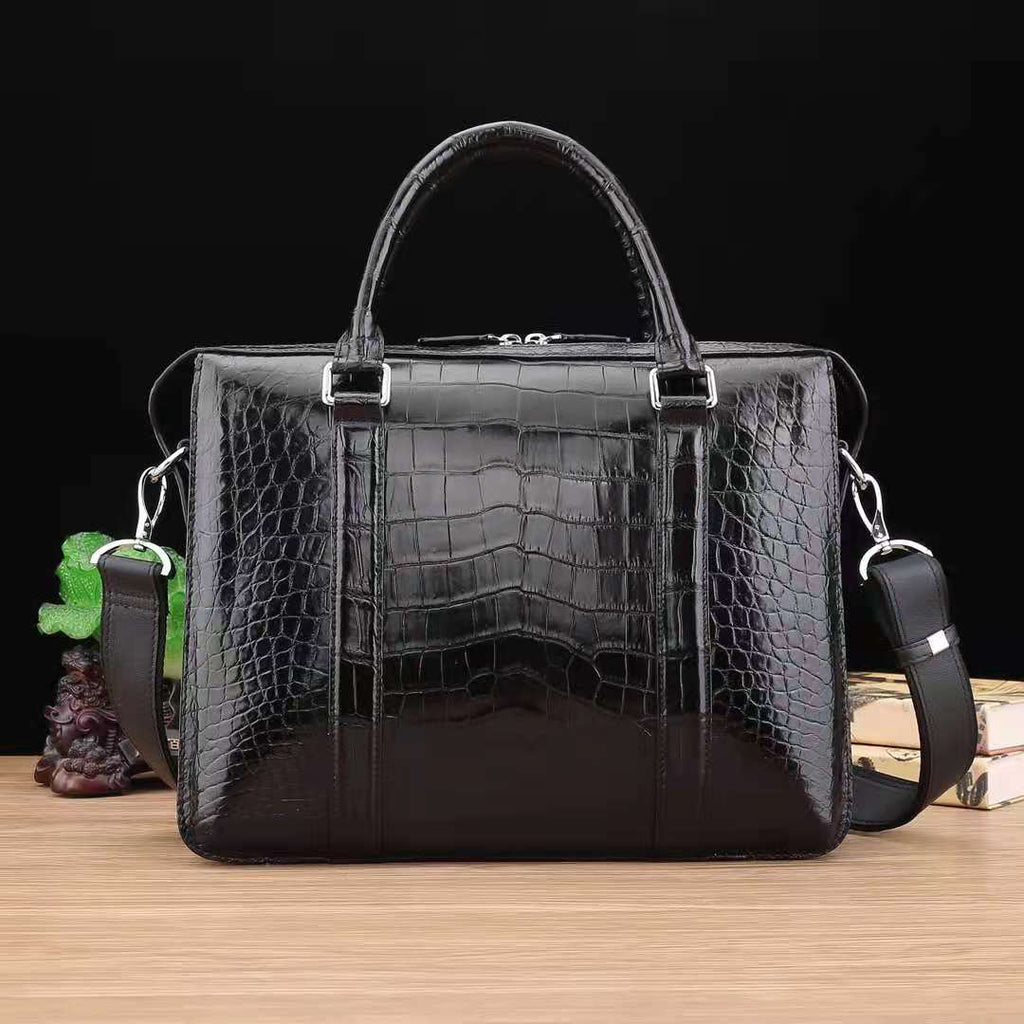 Crocodile belly Briefcase Handmade Business Laptop Bag Men's-0