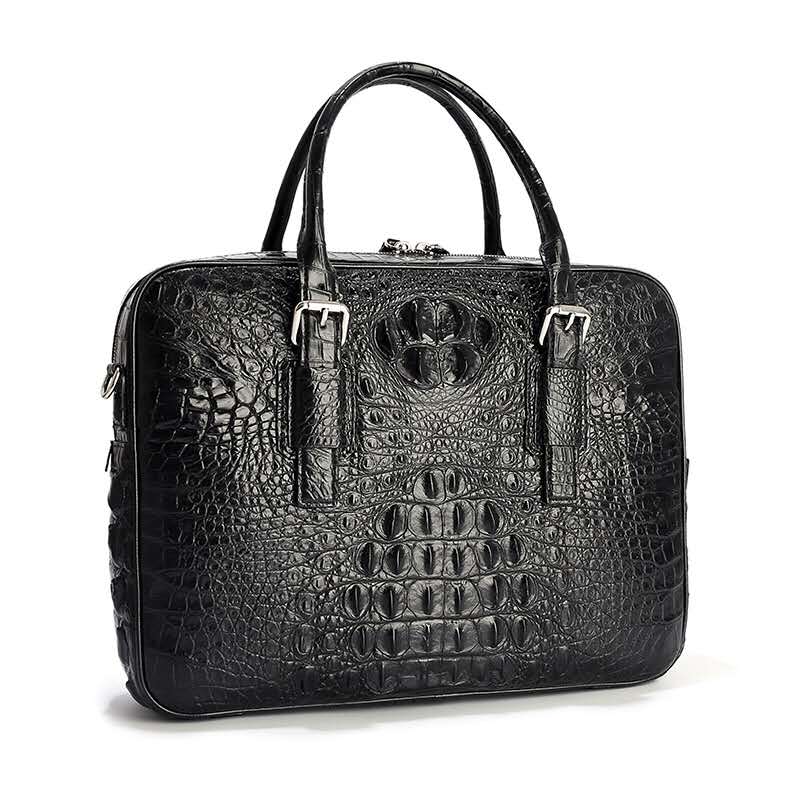 DON JOHN Laptop Bag Genuine Crocodile Leather Handbags Black Messenger Men's-0