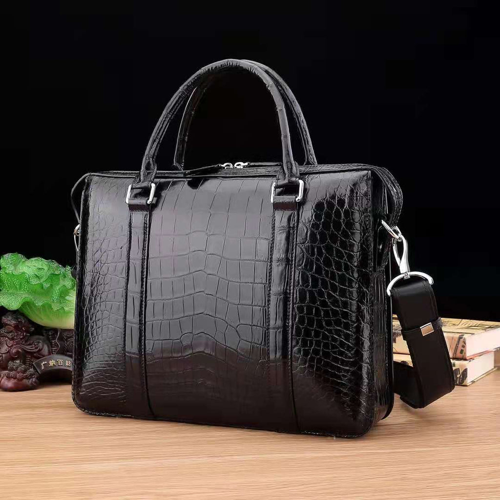 Crocodile belly Briefcase Handmade Business Laptop Bag Men's-2