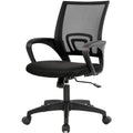 Black Modern Mid-Back Ergonomic Mesh Office Desk Chair with Armrest on Wheels-0