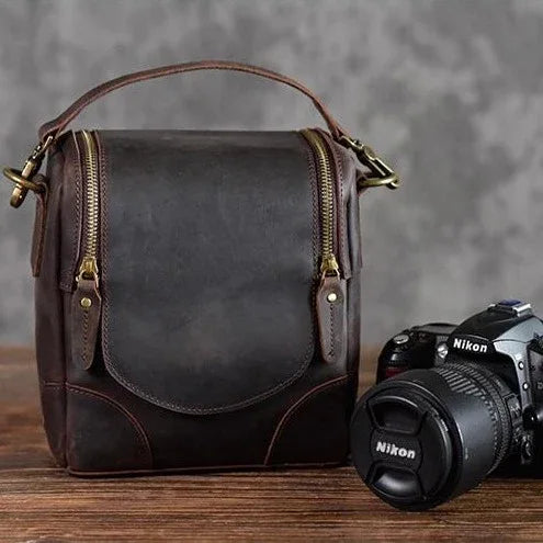 The Calista | Small Leather Camera Bag - Leather Camera Lens Case-1