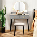 Vanity Table Set with Mirror-Gray-0