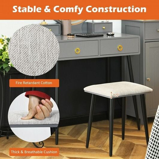Vanity Table Set with Mirror-Gray-1