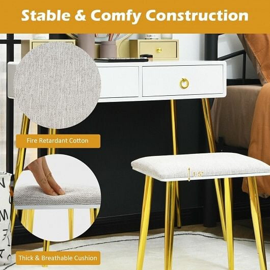 Vanity Table Set with Mirror-Gray-6
