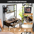Industrial Vanity Table with 3-Height Adjustable Mirror Bag-Brown-0