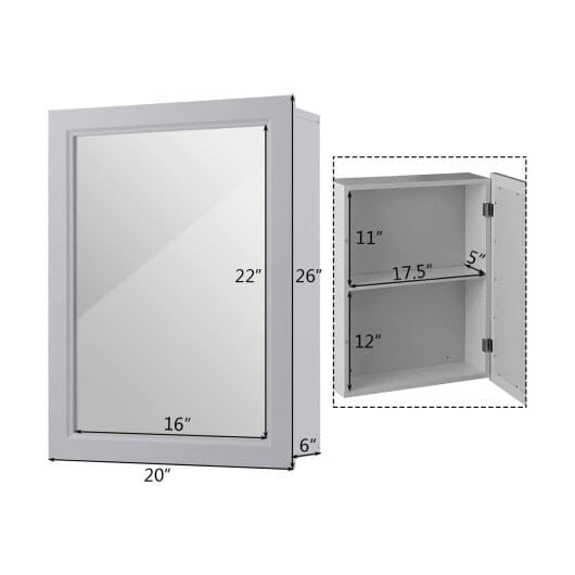 Wall Mounted Adjustable Medicine Storage Mirror Cabinet-8