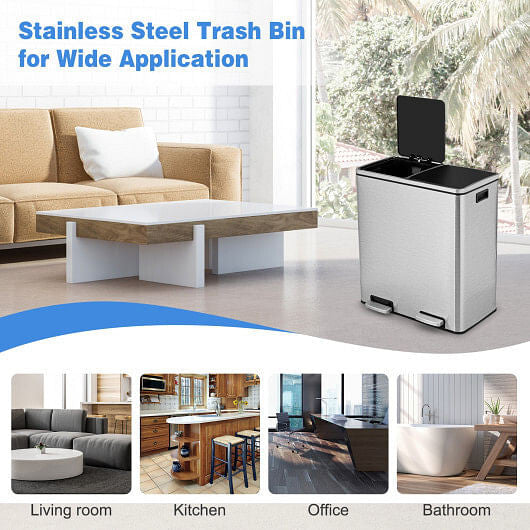 16 Gallon Dual Step Trash Can-Black-1