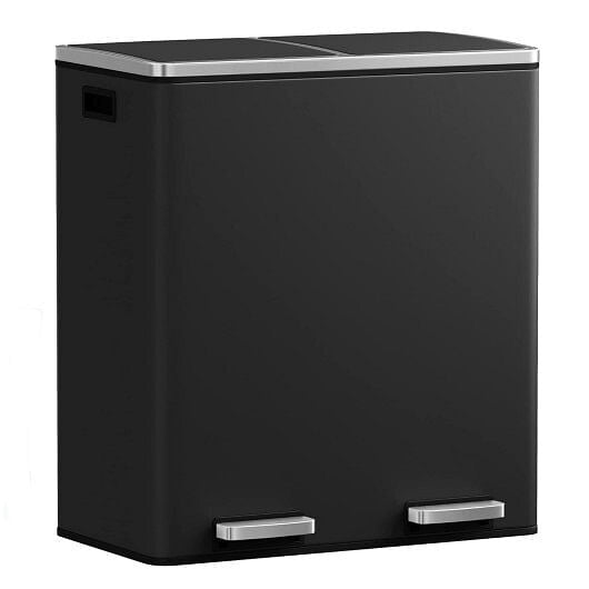 16 Gallon Dual Step Trash Can-Black-4