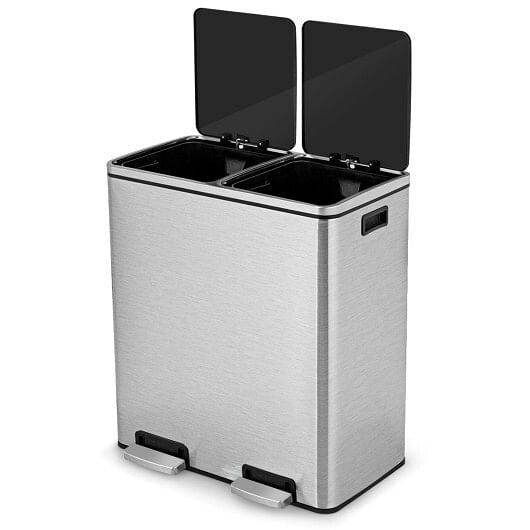 16 Gallon Dual Step Trash Can-Black-6