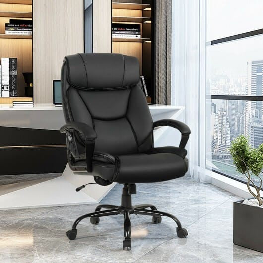 Massage Executive Office Chair with 6 Vibrating Points-Black-0
