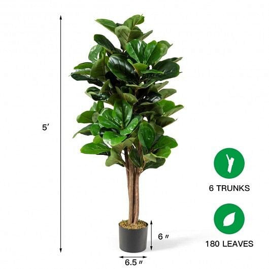 5 Feet Artificial Fiddle Leaf Fig Tree Decorative Planter-1