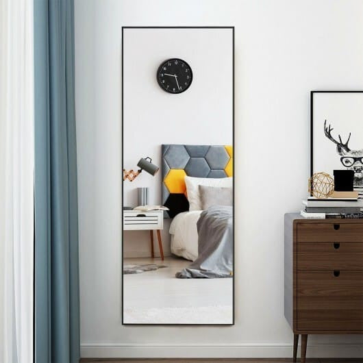 59 Inch Full Length Mirror Large Rectangle Bedroom Mirror-Golden-0