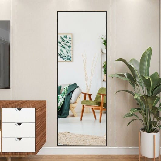 59 Inch Full Length Mirror Large Rectangle Bedroom Mirror-Golden-1