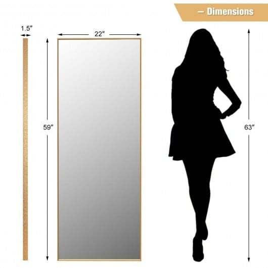 59 Inch Full Length Mirror Large Rectangle Bedroom Mirror-Golden-5