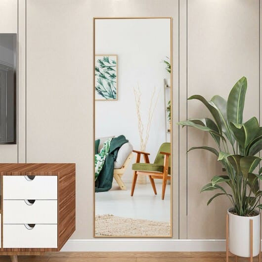 59 Inch Full Length Mirror Large Rectangle Bedroom Mirror-Golden-6