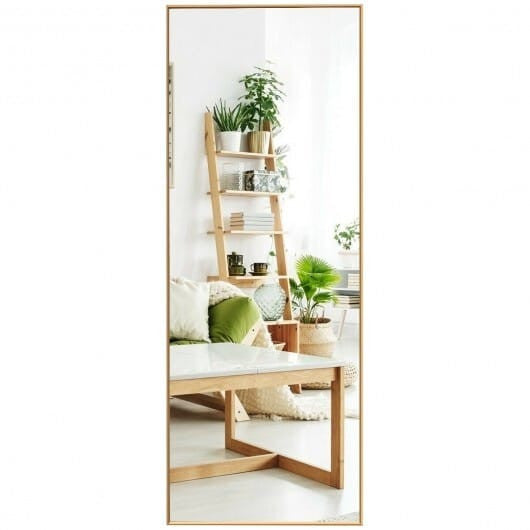 59 Inch Full Length Mirror Large Rectangle Bedroom Mirror-Golden-9