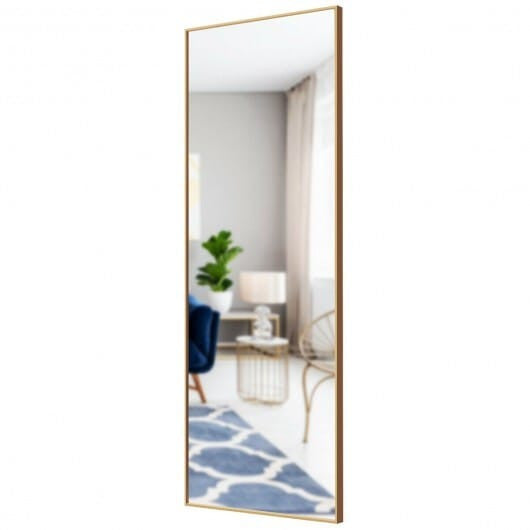 59 Inch Full Length Mirror Large Rectangle Bedroom Mirror-Golden-10