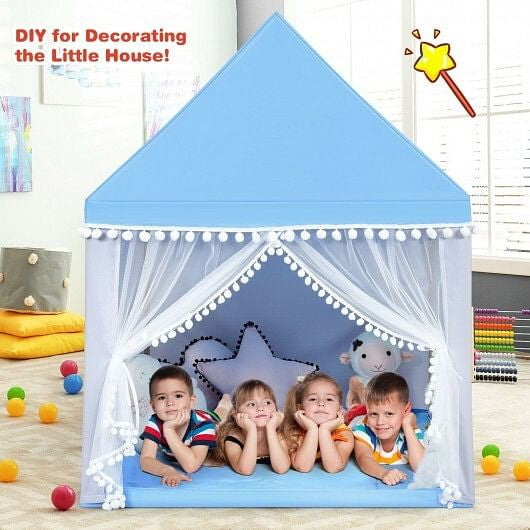 Kids Play Tent Large Playhouse Children Play Castle Fairy Tent Gift with Mat-Pink-1