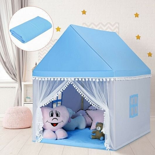 Kids Play Tent Large Playhouse Children Play Castle Fairy Tent Gift with Mat-Pink-2