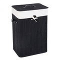 Rectangle Bamboo Hamper Laundry Basket Washing Cloth Bin Storage Bag Lid 3 color-Natural-0