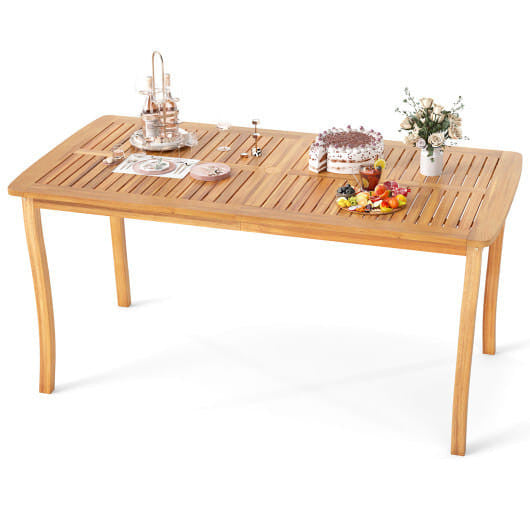 63 inch Outdoor Dining Table with Umbrella Hole Farmhouse Bistro Dinette Furniture-2
