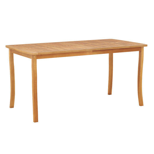 63 inch Outdoor Dining Table with Umbrella Hole Farmhouse Bistro Dinette Furniture-4