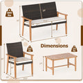 4 Piece Patio Furniture Set PE Rattan Porch Chairs with Acacia Wood Coffee Table and Soft Cushions-