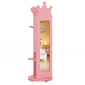 Free-Standing Full Length Mirror Kids Jewelry Armoire Cabinet-Pink-0