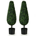 2 Pack 3 Feet Artificial Tower UV Resistant Indoor Outdoor Topiary Tree-0