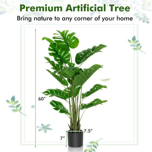 5 Feet Artificial Tree Faux Monstera Deliciosa Plant for Home Indoor and Outdoor-2