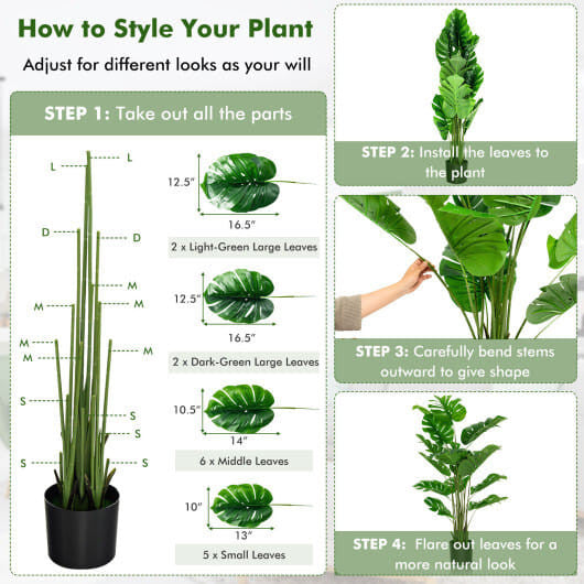 5 Feet Artificial Tree Faux Monstera Deliciosa Plant for Home Indoor and Outdoor-3