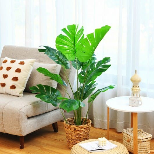 4 Feet Artificial Monstera Deliciosa Tree with 10 Leaves of Different Sizes-0