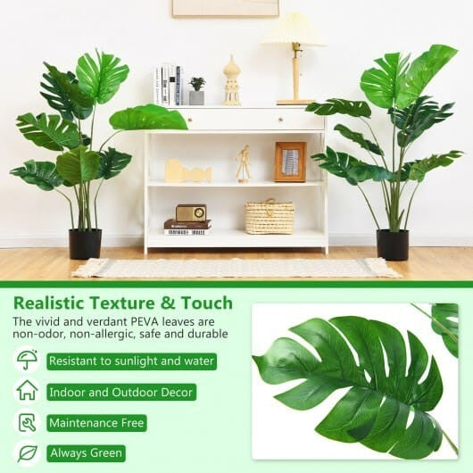 4 Feet Artificial Monstera Deliciosa Tree with 10 Leaves of Different Sizes-1