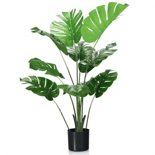 4 Feet Artificial Monstera Deliciosa Tree with 10 Leaves of Different Sizes-4