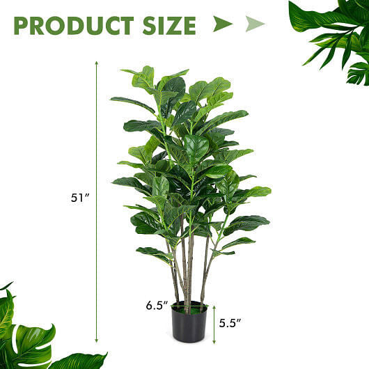 51 Inch 2-Pack Artificial Fiddle Leaf Fig Tree for Indoor and Outdoor-2
