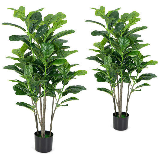 51 Inch 2-Pack Artificial Fiddle Leaf Fig Tree for Indoor and Outdoor-4