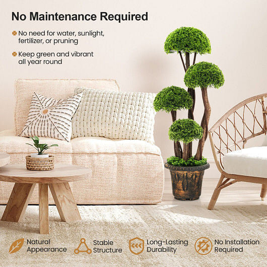 3 Feet Decorative Artificial Cedar Topiary Tree with Rattan Trunk-1