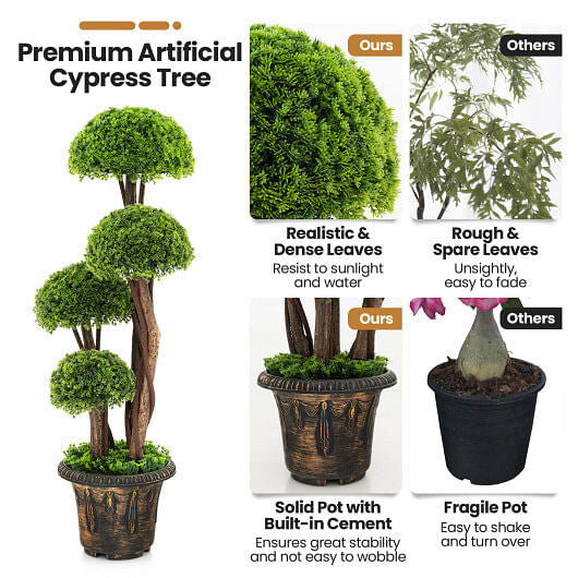 3 Feet Decorative Artificial Cedar Topiary Tree with Rattan Trunk-3